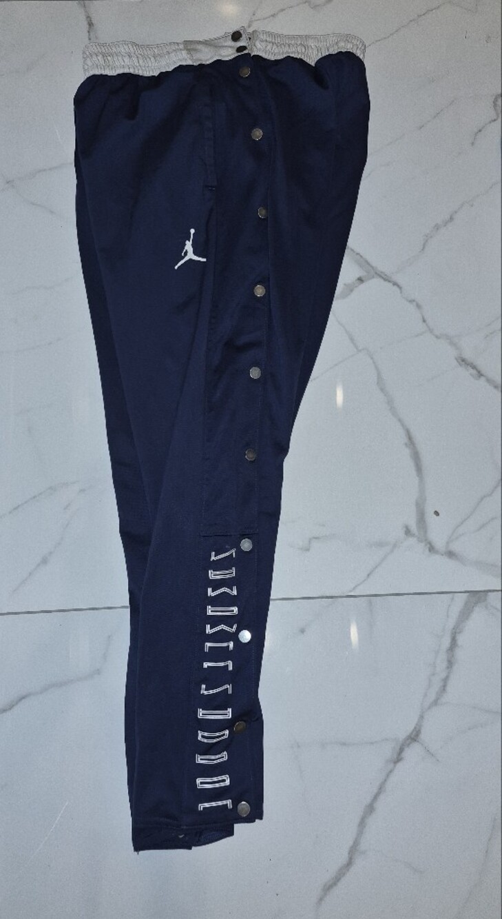 Jordan Navy Popper Snap Away Track Pants with White Jumpman